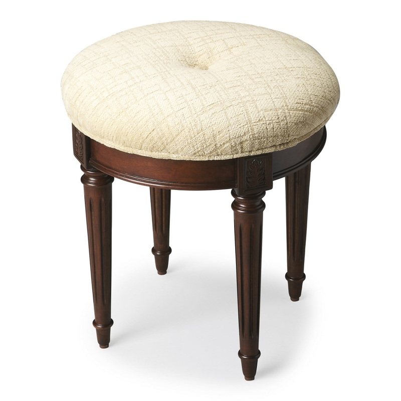 Classic Cherry Brown Vanity Stool By Homeroots