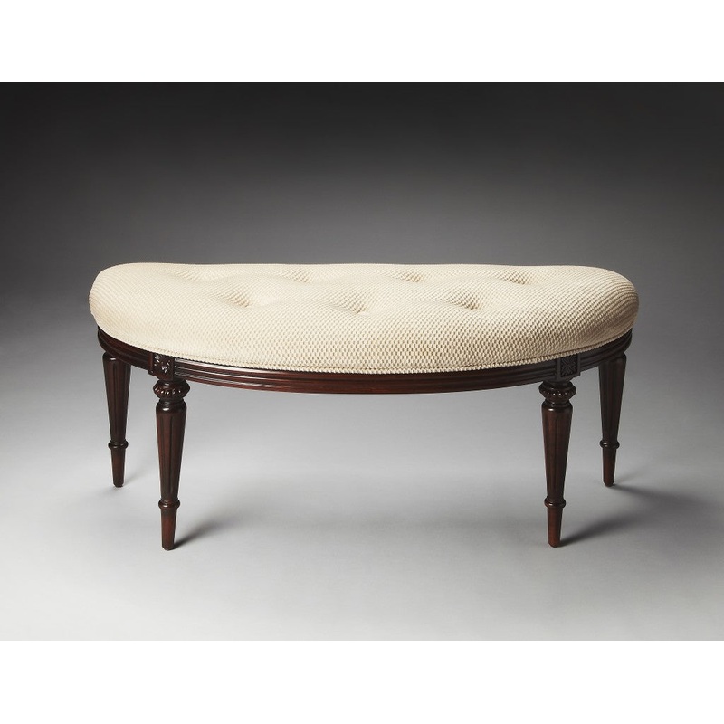Classic Ivory and Dark Brown Crescent Shaped Bench By Homeroots