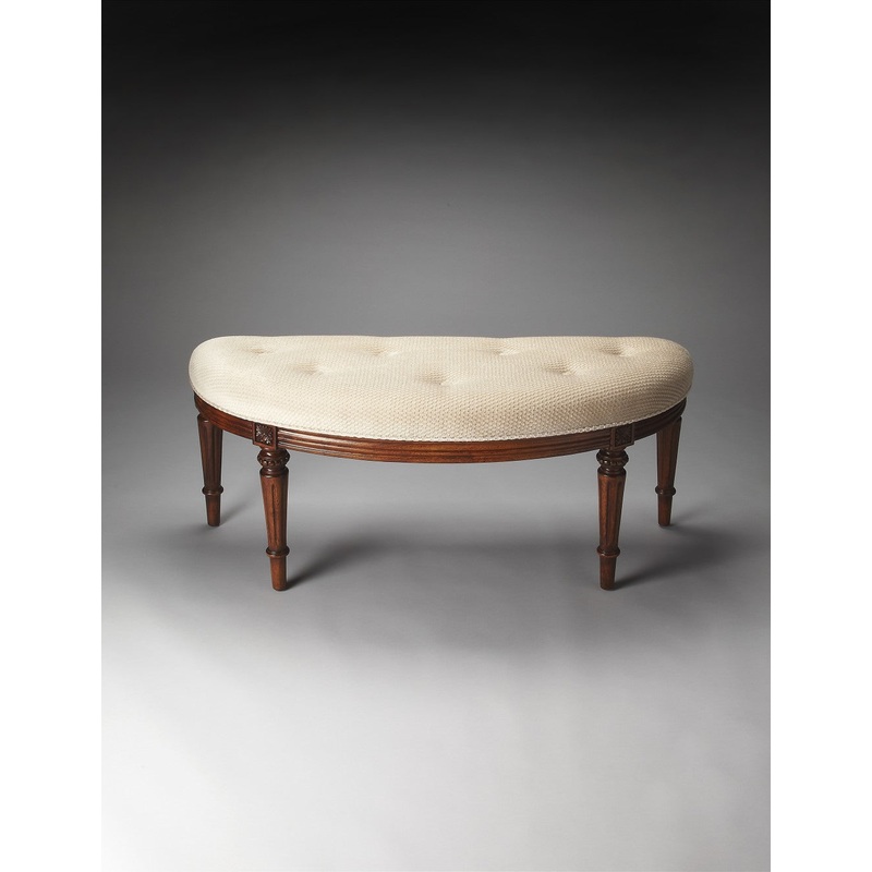 Classic Ivory and Golden Brown Crescent Shaped Bench By Homeroots