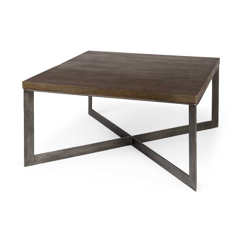 Dark Brown Wood and Metal Coffee Table By Homeroots