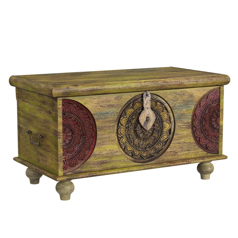 Mesa Carved Wooden Trunk Coffee Table By Homeroots