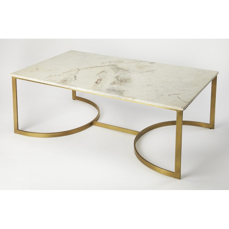 Metal and Marble Coffee Table By Homeroots
