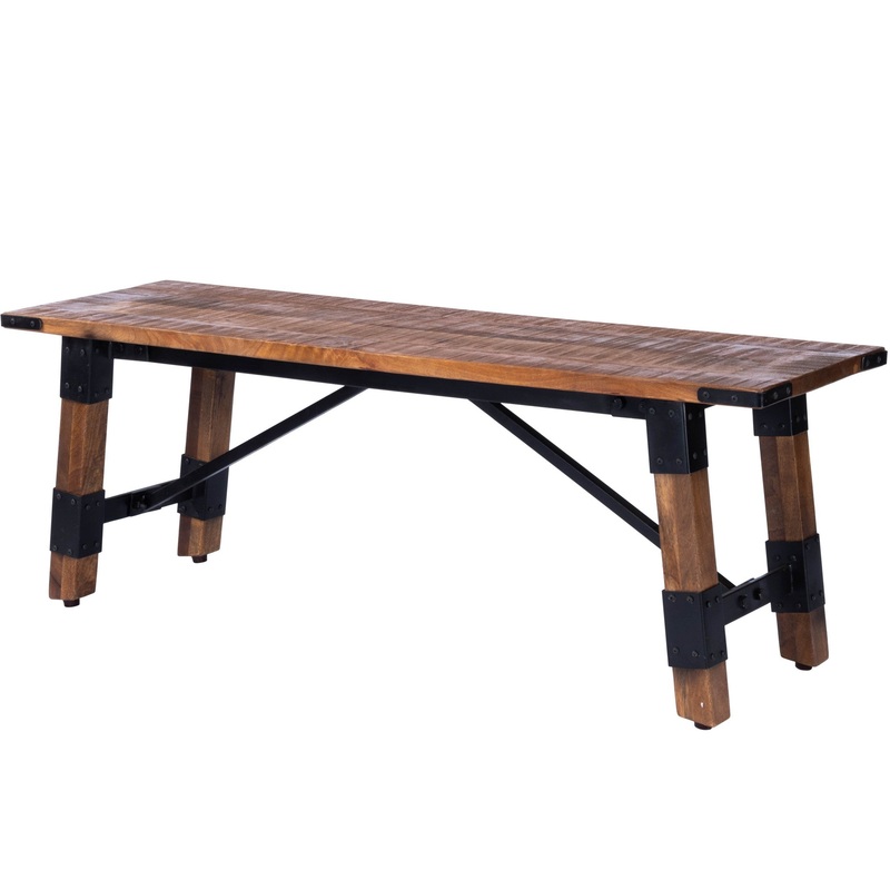 Mod Industrial Rustic Wood Bench By Homeroots