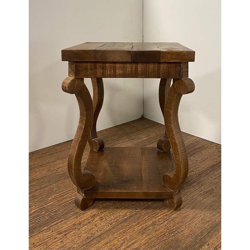 Modern Farmhouse Solid Wood Scroll End Table By Homeroots
