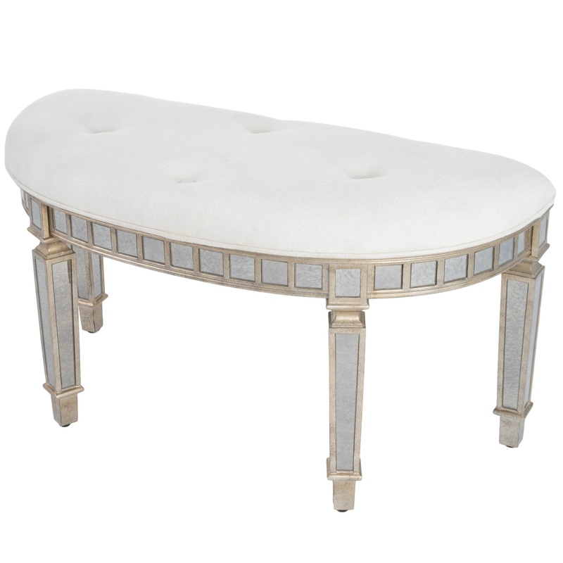 Modern Mirrored Crescent Bench By Homeroots