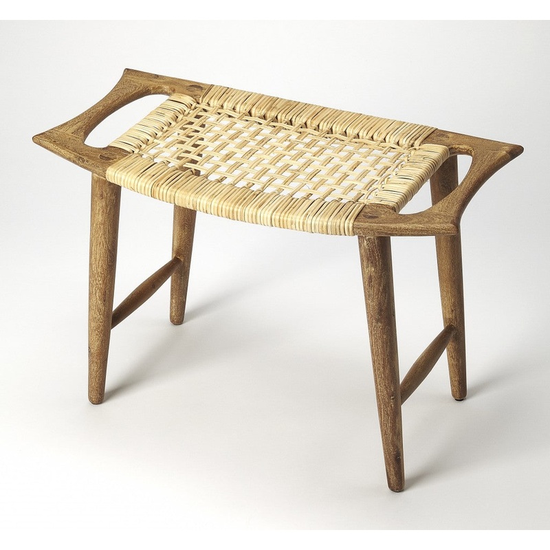 Natural Wood Finish Cane Stool By Homeroots