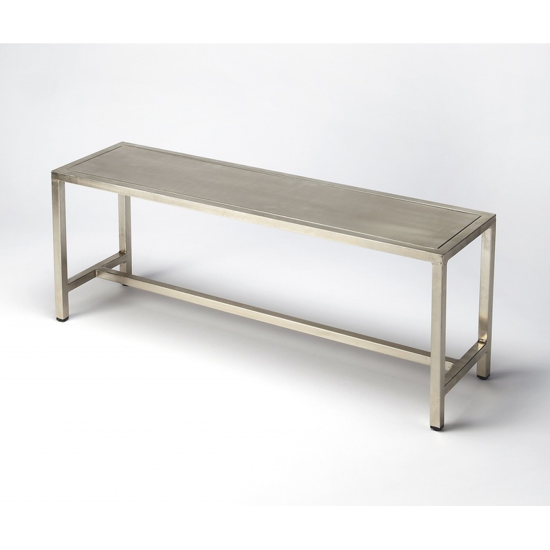 Sleek Modern Brushed Nickel Bench By Homeroots