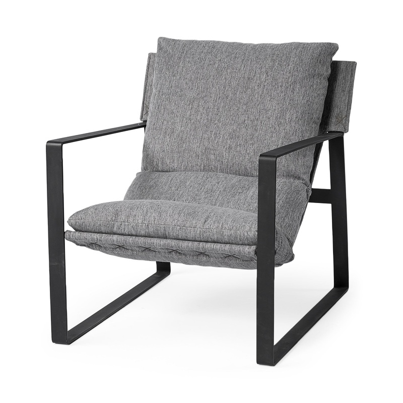 Stone Gray and Black Metal Sling Chair By Homeroots