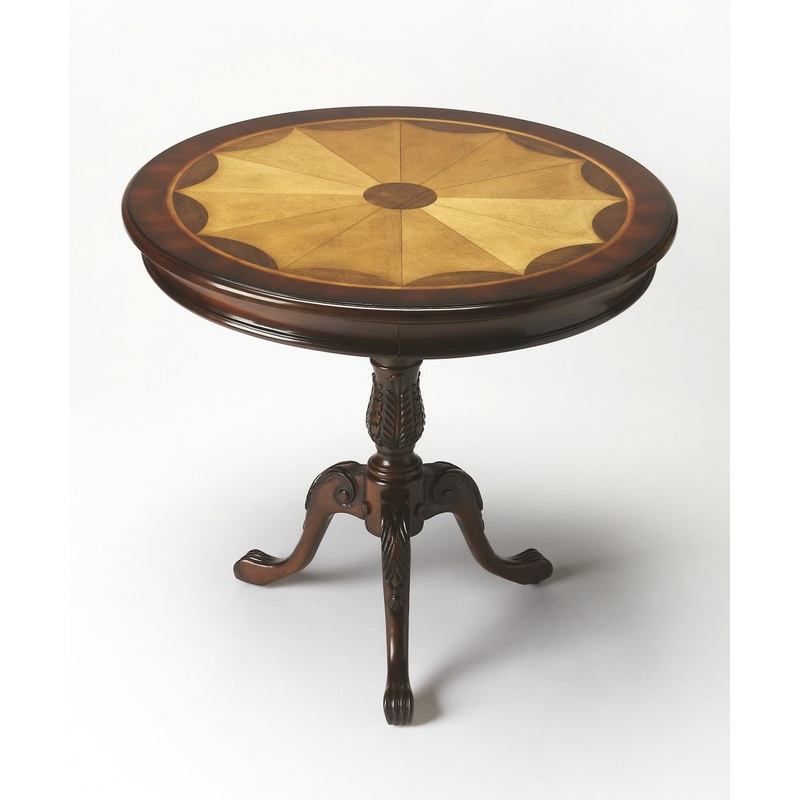 Traditional Cherry Round Pedestal Table By Homeroots