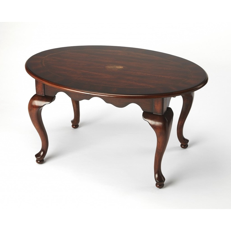 Traditional Traditional Cherry Oval Coffee Table By Homeroots