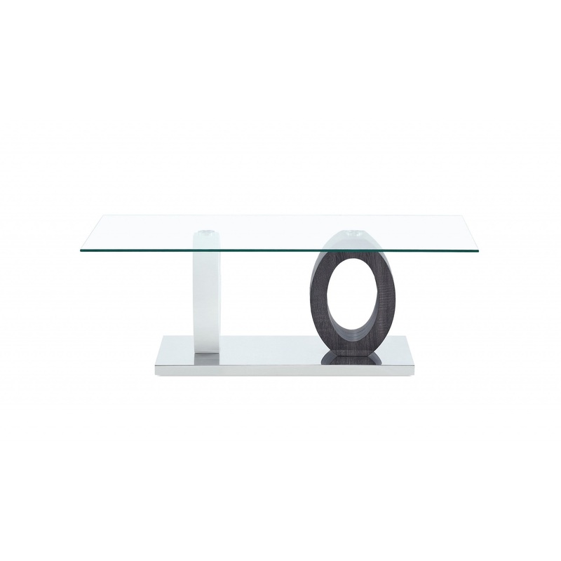 White and Grey Glass top Cocktail Table By Homeroots