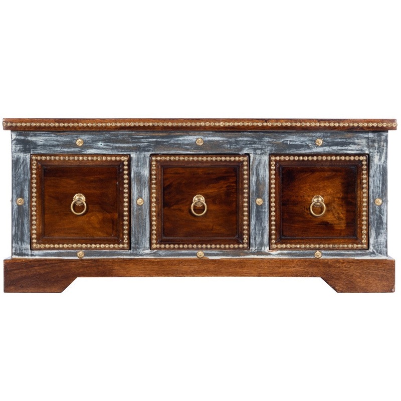 Wood and Hand Painted Storage Coffee Table By Homeroots