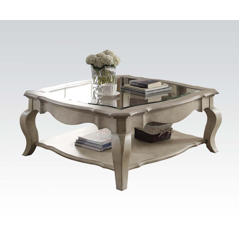 Antique Taupe Clear Glass Coffee Table By Homeroots