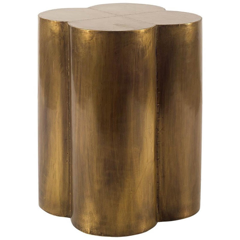 Antiqued Brass and Clad Wooden Accent Table with Flower Top By Homeroots