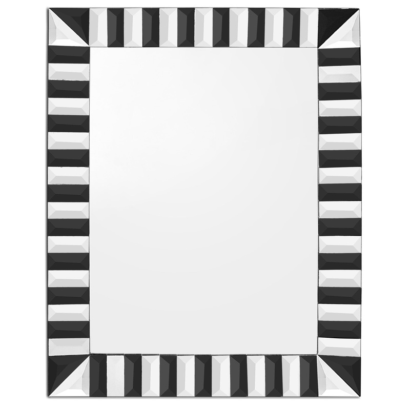 Black and White Striped Mirror By Homeroots