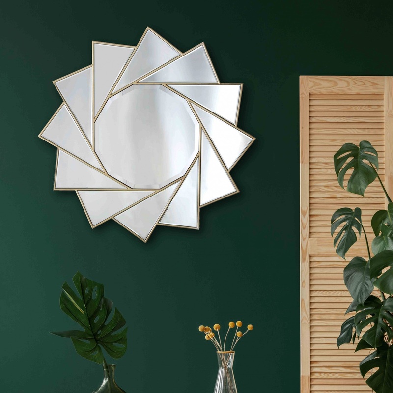 Gold Trimmed Pinwheel Wall Mirror By Homeroots