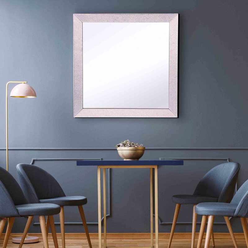 Grey Square Glass Mirror By Homeroots