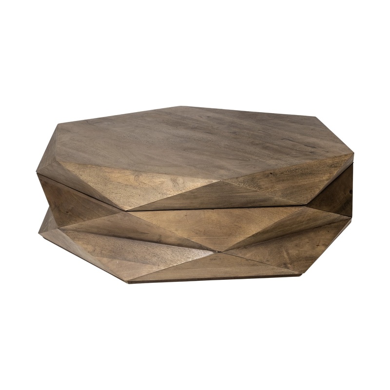 Hexagonal Hinged Solid Wood Top and Base Coffee Table By Homeroots
