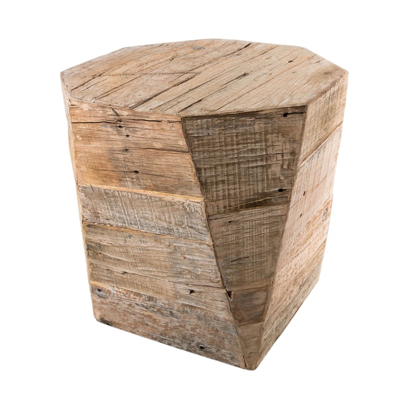 Light Brown Solid Wood Side Table with Octagonal Top By Homeroots