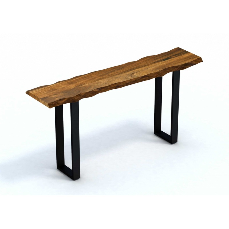 Live Edge Acacia Wood Console Table with Black Metal Legs By Homeroots