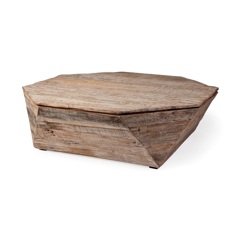 Octogan Solid Wood Hinged Top Coffee Table w Storage By Homeroots
