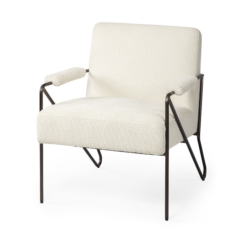 Off White Fabric Wrap Accent Chair with Metal Frame By Homeroots