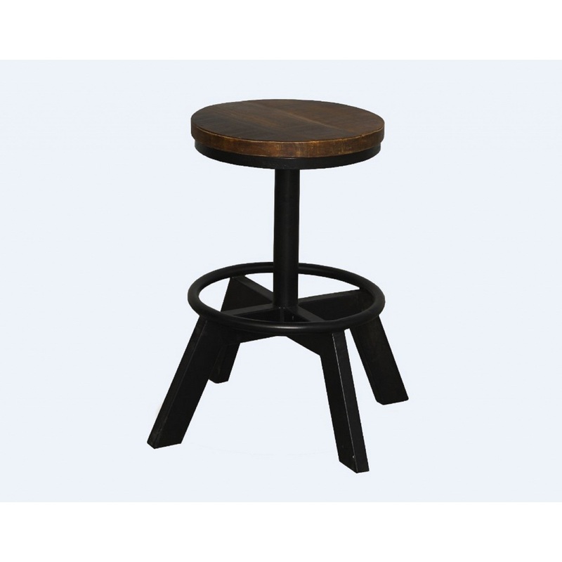 Old School Industrial Dark Wood Stool By Homeroots