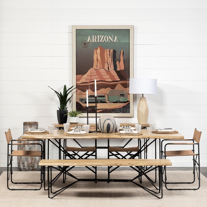 Rectangular Acacia WoodBrown Finish Iron Base Dining Bench By Homeroots