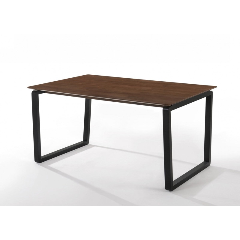 Rectangular Modern Walnut Finish Dining Table with Black Metal U shape legs By Homeroots