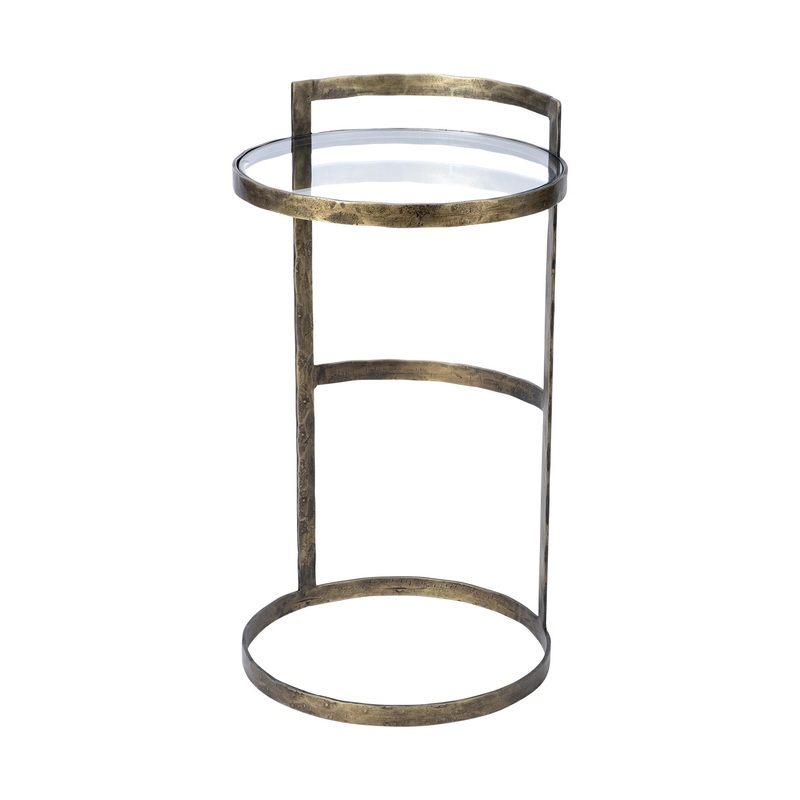 Round Glass Top Accent Table with Gold Metal Frame By Homeroots
