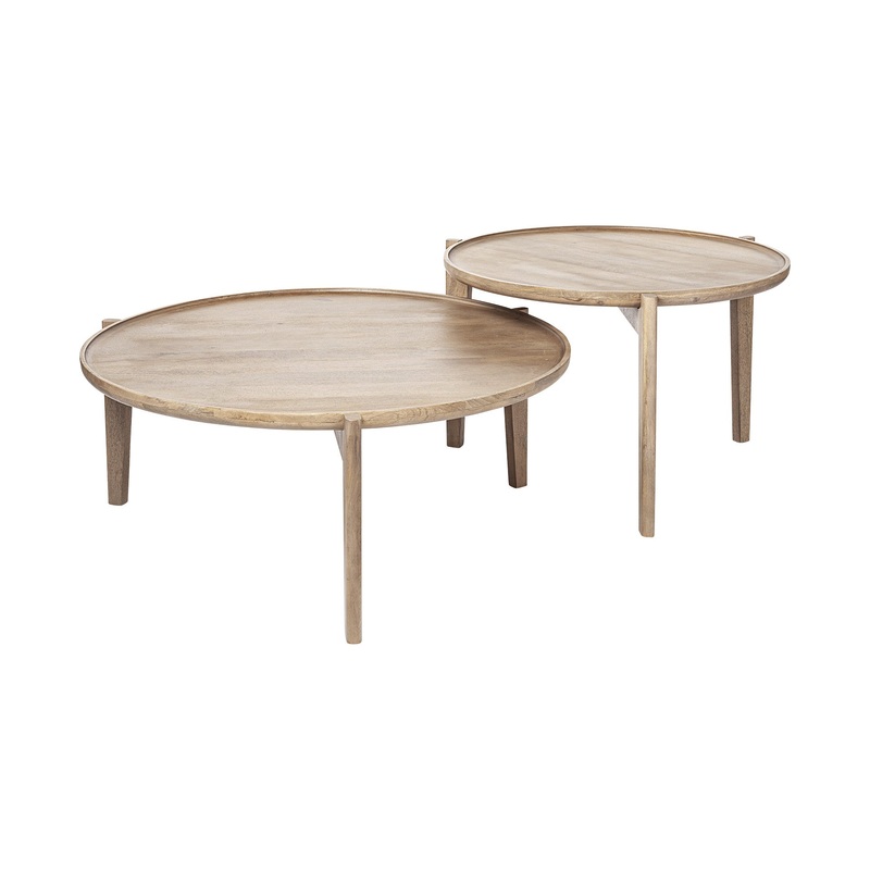 S 2 39.5' & 31.25' Round Solid Wood Nesting Coffee Tables By Homeroots