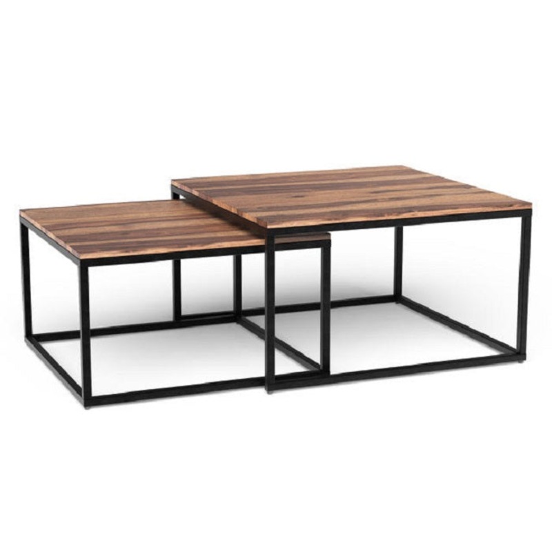 Set of 2 Squared Off Natural Wood Nesting Coffee Tables By Homeroots
