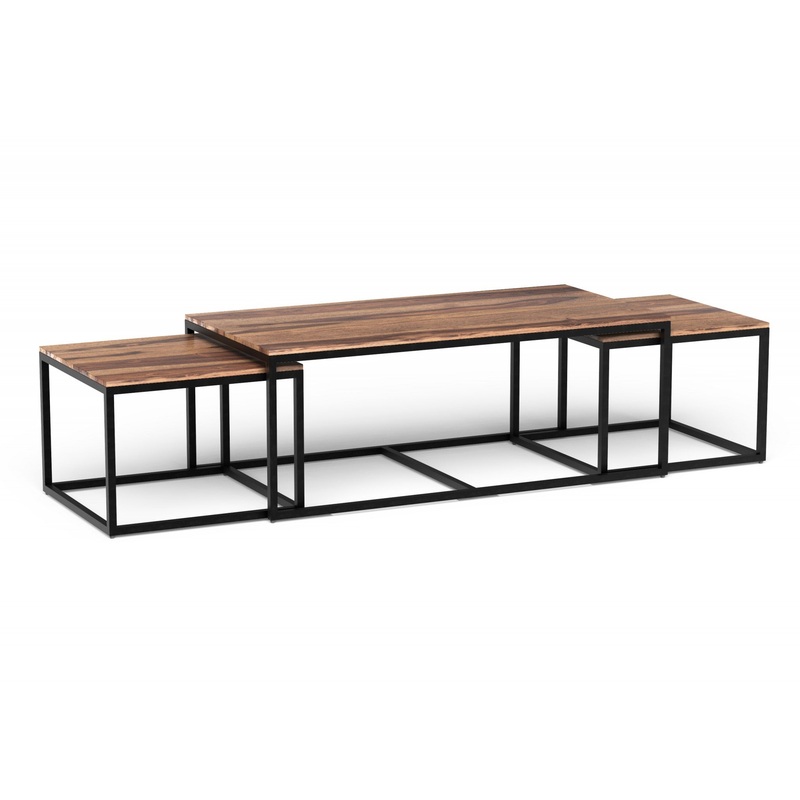 Set of 3 Natural Wood Nesting Coffee and End Tables By Homeroots