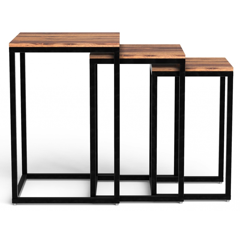Set of 3 Squared Off Natural Wood Nesting End Tables By Homeroots