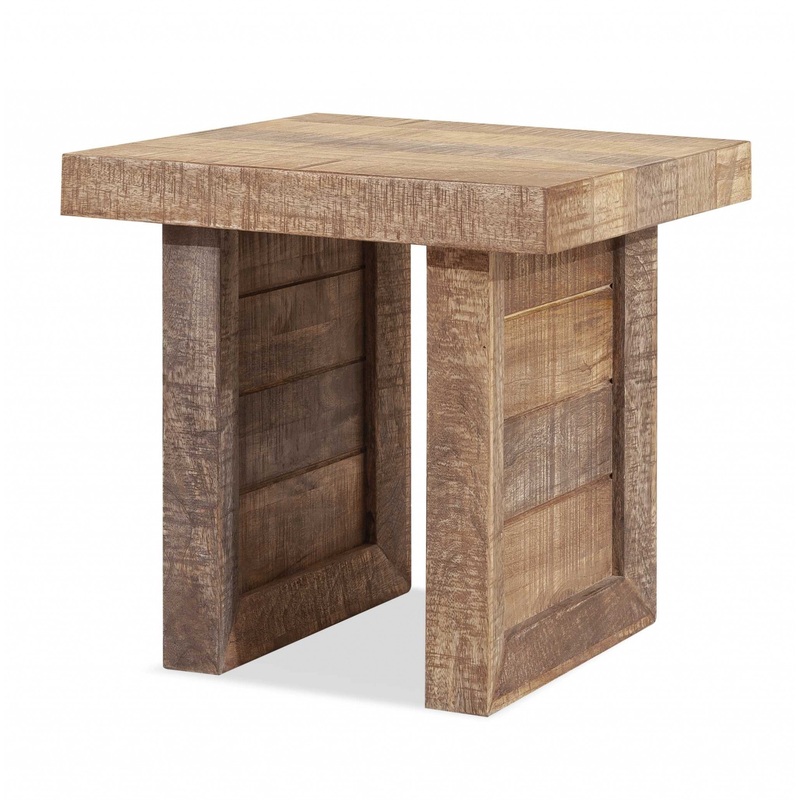 Solid Wood Butcher Block Style End or Side Table By Homeroots