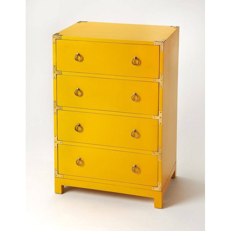Ardennes Yellow Campaign Accent Chest By Homeroots
