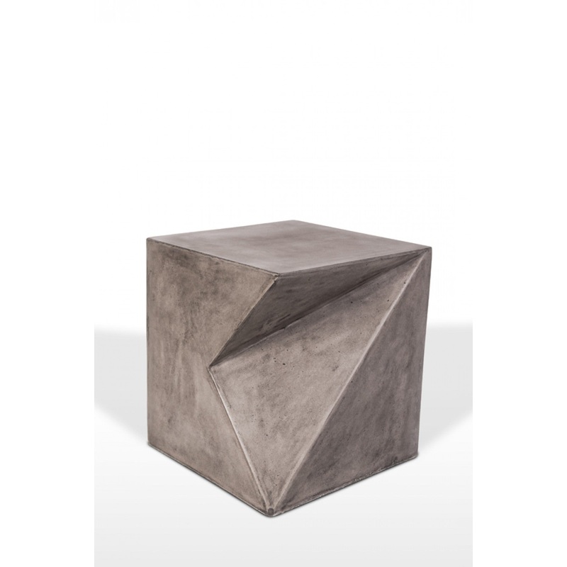 Asymmetric Dark Gray Concrete Cubed Stool By Homeroots