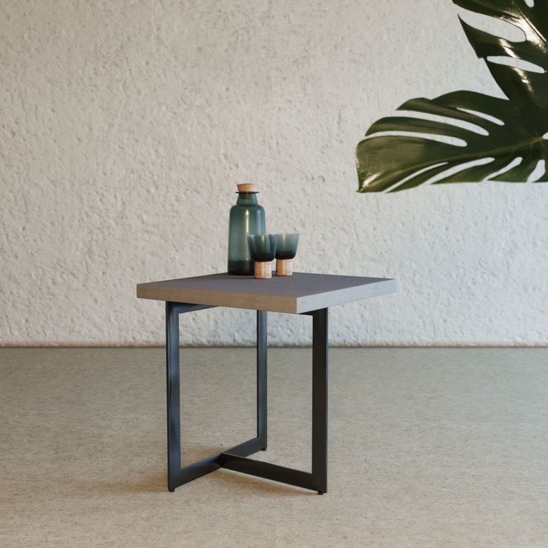 Asymmetric Metal And Concrete End Table By Homeroots