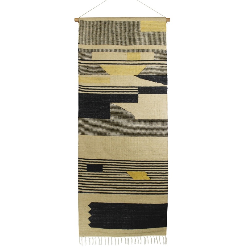 Black and Beige Angular Patterns Wall Hanging By Homeroots