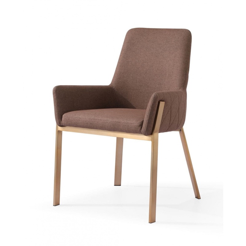 Brown Brass Dining Chair By Homeroots