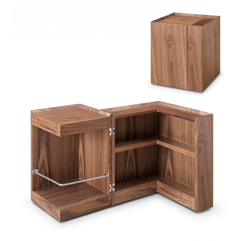 Compact Multipurpose Walnut Rolling End Table with Hidden Storage By Homeroots