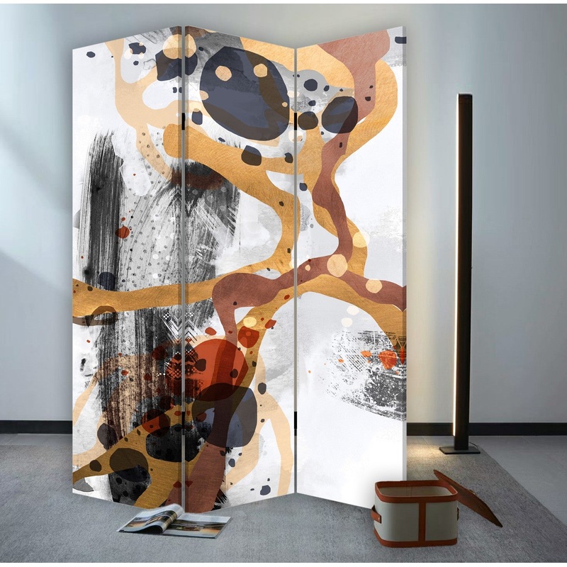 Contemporary Abstract Art Three Panel Room Divider Screen By Homeroots