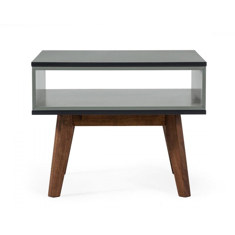 Dark Oak and Shades of Gray Open Rectangle End Table By Homeroots