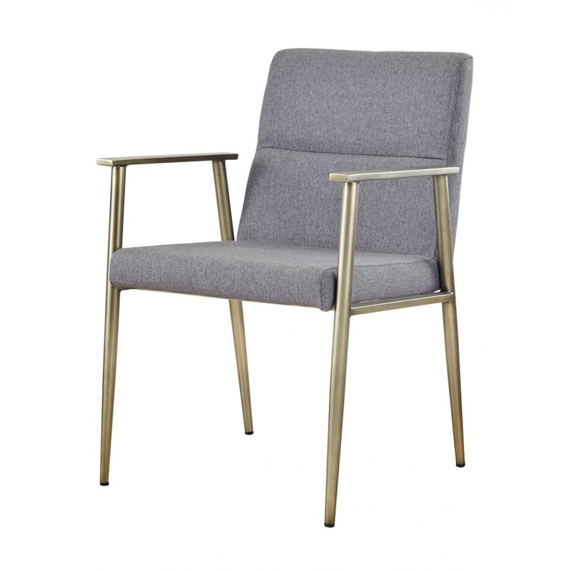Gray Antique Brass Contemporary Dining Chair By Homeroots
