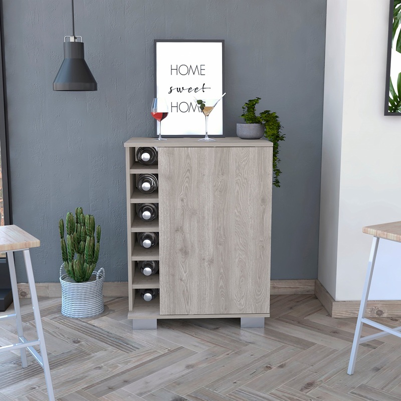 Light Gray Bar Cabinet with One Door Panel By Homeroots