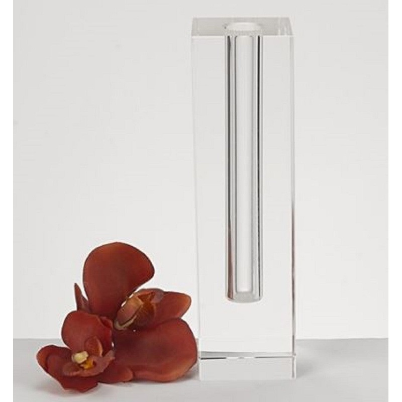 Modern Clear Tall Block Optical Crystal Vase By Homeroots