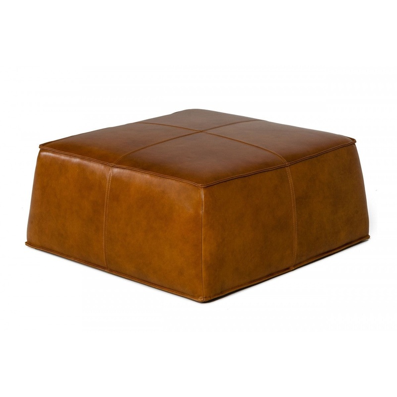 Modern Square Camel Leather Ottoman By Homeroots