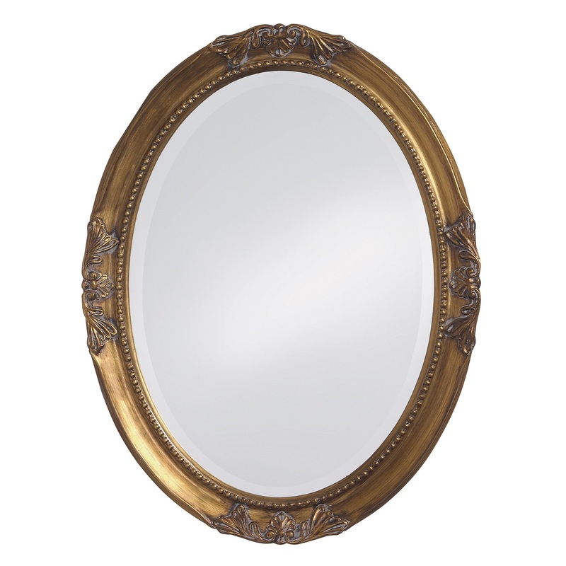 Oval Antique Gold Finish Mirror with Beaded Textured Frame By Homeroots