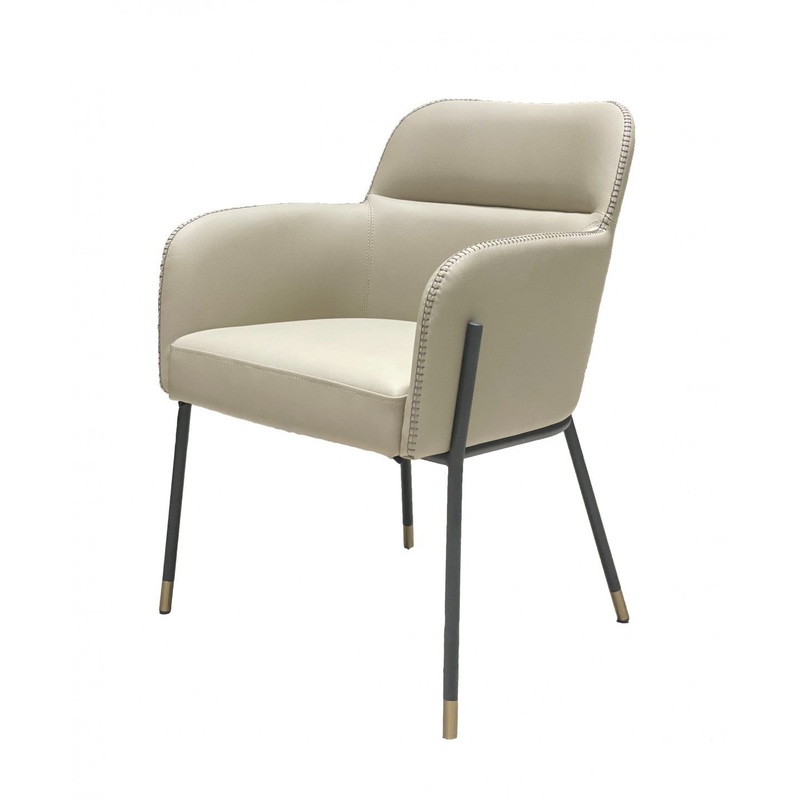 Pale Gray Faux Leather Modern Dining or Side Chair By Homeroots