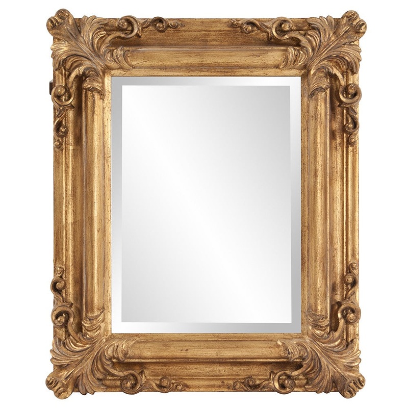 Rectangular Gold Leaf Mirror with Scrolling Flourish By Homeroots